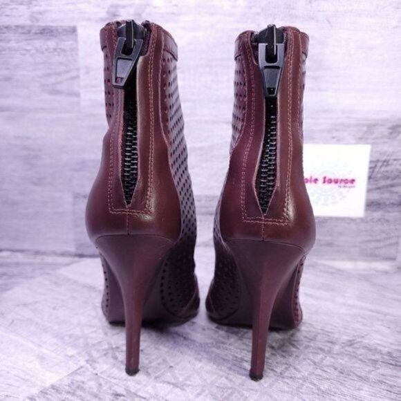 Alexander Wang Shelly Perforated Heeled Ankle Boot Burgundy Red 36.5 Women 6.5 - Picture 4 of 8